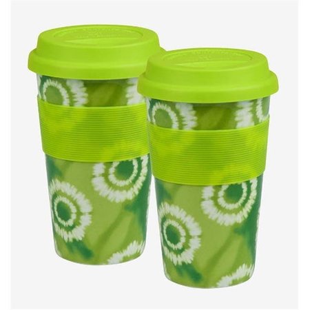 WAECHTERSBACH Waechtersbach 41S2TM1201 Set of 2 Medium Travel Mugs Batik Green 41S2TM1201